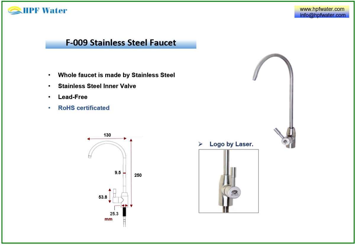 RoHS certificated Stainless Steel Faucet customized Lead-Free Stainless Steel inner valve  laser logo